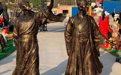 景區(qū)玻璃鋼仿銅古代詩人李白，杜甫雕塑