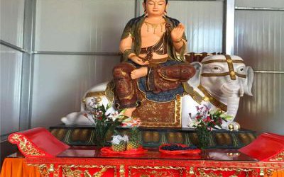 寺廟玻璃鋼彩繪大型人物景觀菩薩文殊普賢雕塑