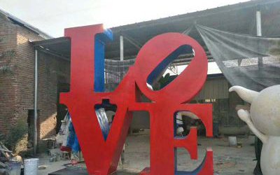 公園廣場(chǎng)玻璃鋼紅色love愛(ài)情雕塑