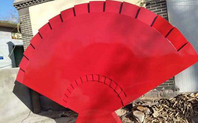 公園廣場(chǎng)玻璃鋼紅色折扇雕塑