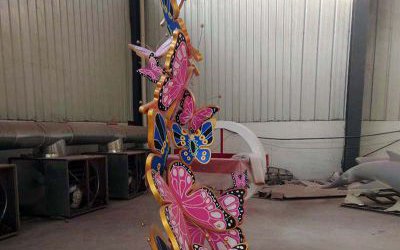 庭院美陳裝飾品玻璃鋼創(chuàng)意彩繪蝴蝶雕塑