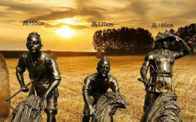廣場收麥干農(nóng)活人物玻璃鋼銅雕塑