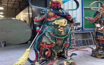 玻璃鋼彩繪大型景觀寺廟神佛關(guān)公雕塑