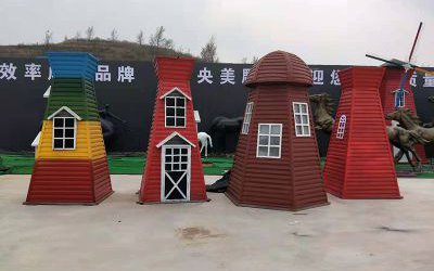兒童游樂場(chǎng)彩三色玻璃鋼風(fēng)車雕塑