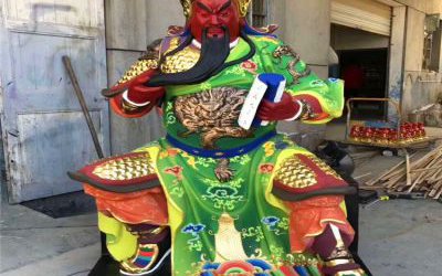 寺廟大型景觀玻璃鋼彩繪關公雕塑