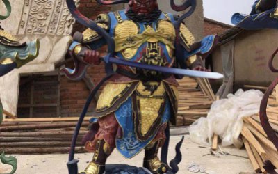 寺廟玻璃鋼彩繪增長天王雕塑