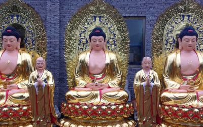 玻璃鋼彩繪景區(qū)戶外大型景觀三圣雕塑