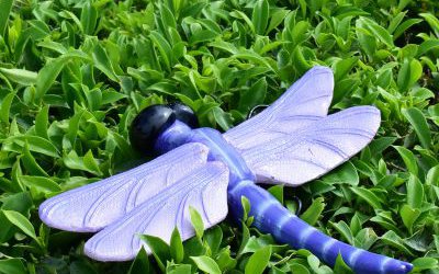 景區(qū)草叢中玻璃鋼彩繪大型蜻蜓雕塑