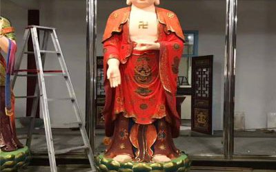 景區(qū)寺廟玻璃鋼彩繪供奉佛像三圣佛雕塑