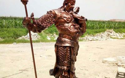 玻璃鋼仿銅戶外大型景觀武財神關(guān)公雕塑