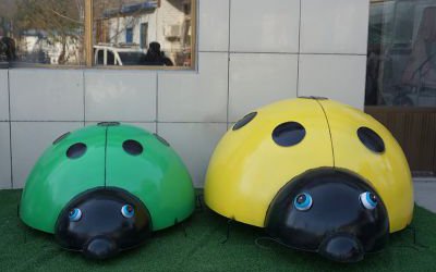 景區(qū)大型玻璃鋼仿真昆蟲七星瓢蟲雕塑