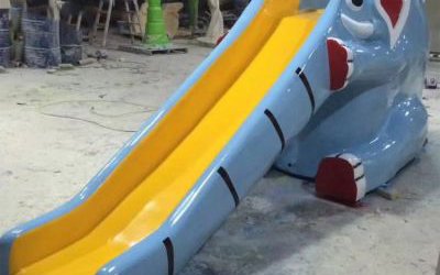 景區(qū)游樂園玻璃鋼彩繪抽象滑梯卡通大象雕塑