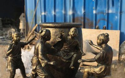 玻璃鋼仿銅寓言故事司馬光砸缸雕塑