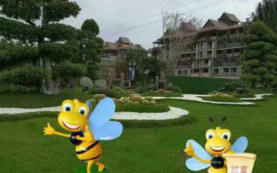 庭院小區(qū)標(biāo)識(shí)語卡通玻璃鋼蜜蜂雕塑