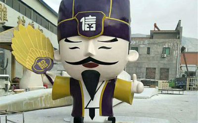 廣場(chǎng)景區(qū)大型卡通人物玻璃鋼彩繪諸葛亮雕塑