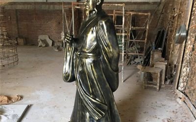 景區(qū)庭院仿銅玻璃鋼古代書法家王羲之雕塑