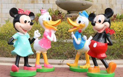 商場迪士尼玻璃鋼彩繪卡通米老鼠與唐老鴨雕塑