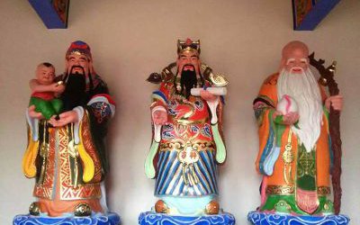 寺廟大型玻璃鋼彩繪供奉的福祿壽雕塑