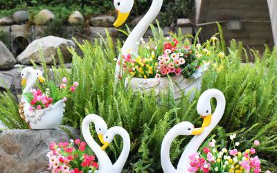 庭院玻璃鋼天鵝公園景觀創(chuàng)意擺件花盆雕塑