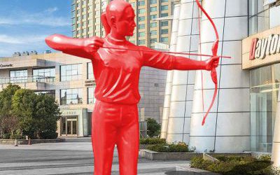 學(xué)校操場擺放玻璃鋼射箭運動員雕塑