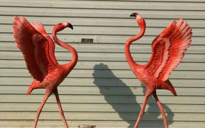 戶外景區(qū)創(chuàng)意景觀玻璃鋼彩繪火烈鳥雕塑