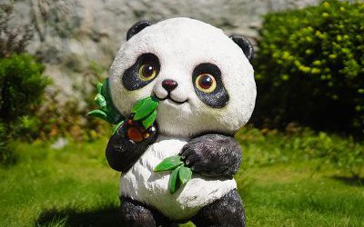 廣場花園竹子園林彩繪仿真玻璃鋼熊貓雕塑