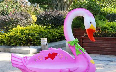 玻璃鋼卡通粉紅天鵝座椅雕塑戶(hù)外幼兒園美陳園林景觀裝飾擺件