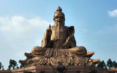 廣場景區(qū)大型玻璃鋼仿銅老子雕塑