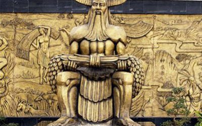 中國神話傳說人物五榖神農(nóng)大帝玻璃鋼仿銅雕塑