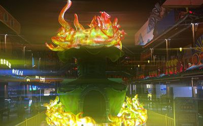 玻璃鋼發(fā)光抽象火苗雕塑